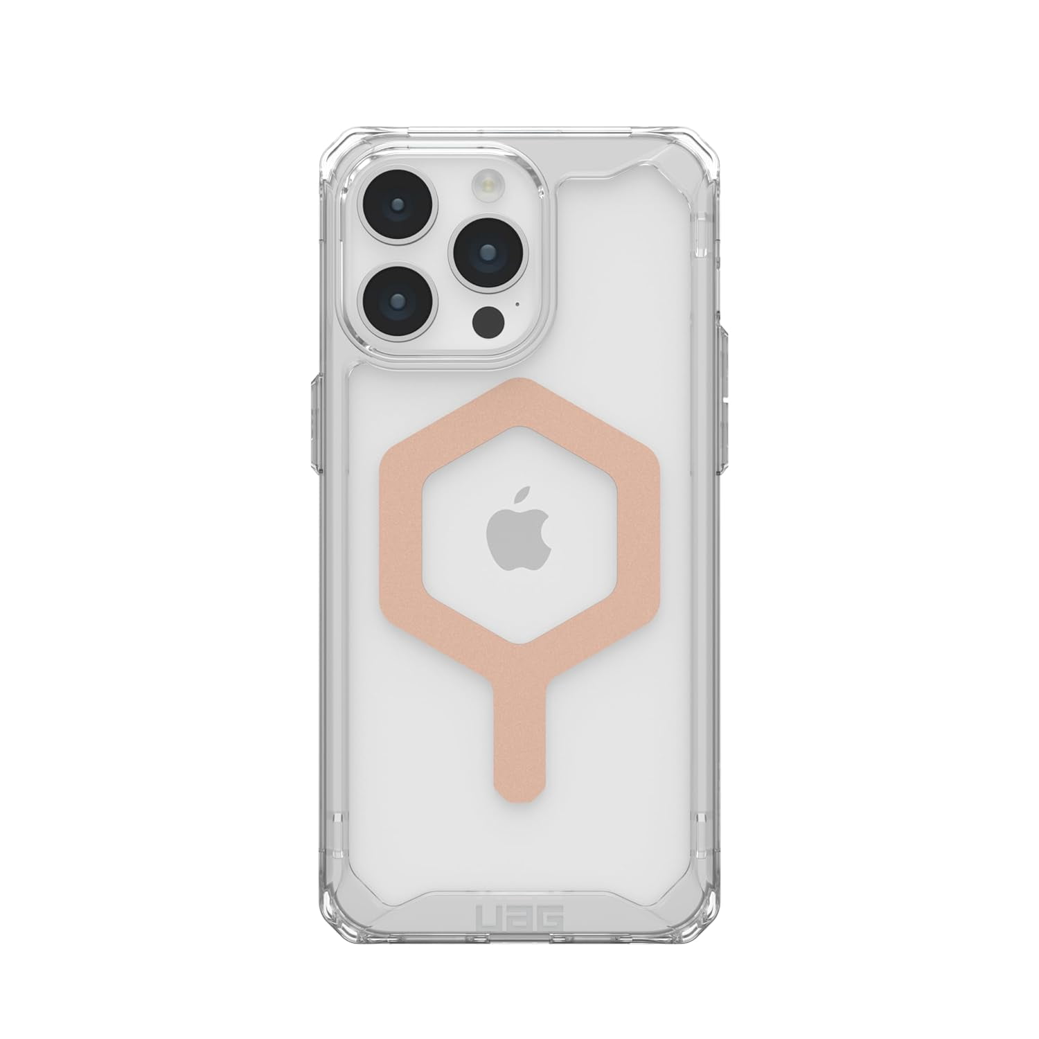 UAG iPhone 15 Pro Max Case 6.7" Plyo Ice/Rose Gold Built-in Magnet Compatible with MagSafe Charging Rugged Anti-Yellowing Transparent Clear Protective Cover by URBAN ARMOR GEAR