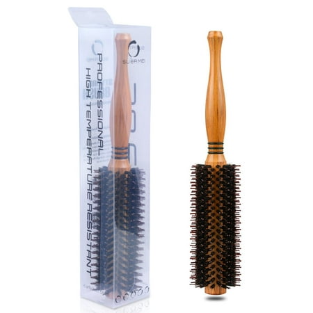 Professional Natural Soft Boar Bristle Full Round Hairbrush with Wood Handle, 2 inch, Magic Detangling Hair Brushes for Fine Wet Dry Thick Thin Long Coarse Frizzy Matted Knotted (Best Round Brushes For Frizzy Hair)