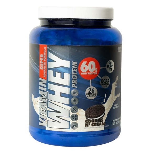 Vitamin Whey Protein Powder Cookies & Cream - 60g of Protein - Gluten Free - 26 Vitamins & Minerals