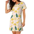 thumbnail image 2 of Gukieu Banana With Leaves Print Women's Nightgown, A-line Round Neck Short-sleeved Nightgown Pajamas Home Wear Suitable for Home and Outing, 2 of 6