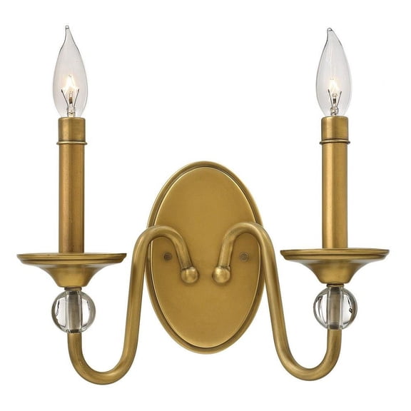 2 Light Wall Sconce in Traditional Style 12.75 inches Wide By 9 inches High-Heritage Brass Finish Bailey Street Home 81-Bel-1802429
