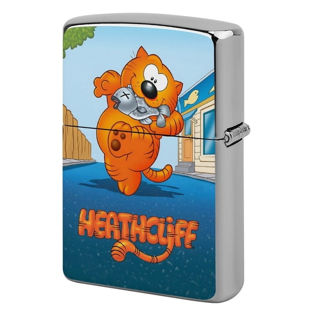 Heathcliff y los gatos Cadillac-theme Copper Metal Lighter Shell, Premium Replacement Refillable Lighter Case with Durable Metal Construction, Compatible with Zippo and Most Standard Lighter Models