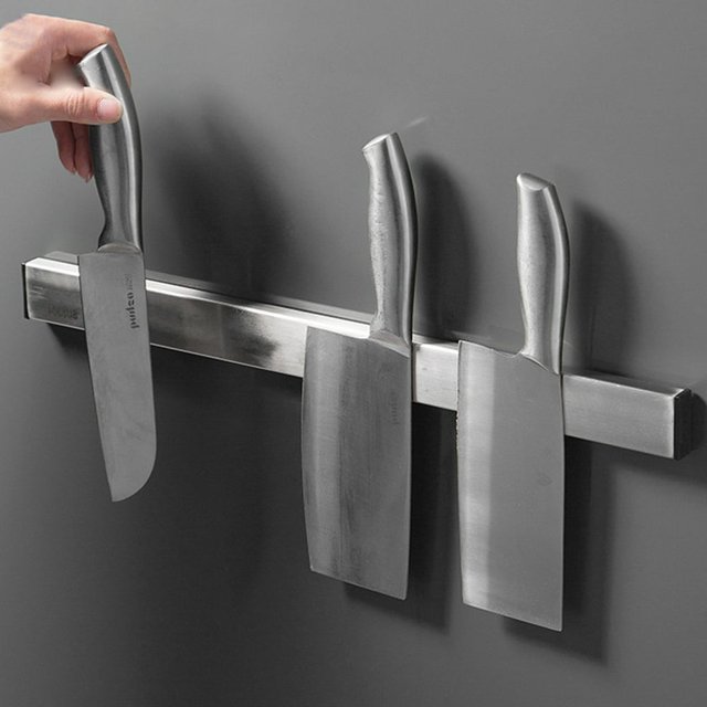 MesaSe Clearance Magnetic Knife Holder Stainless Steel Magnet Strip for Knives Wall or RefrigeraTor Mounted Bar Magnetic Knife Rack for Kitchen Utensil Holder & Tool Holder Silver