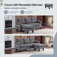 thumbnail image 3 of Ktaxon Convertible Sectional Sofa, L Shaped Couch with Storage Ottoman, Corduroy 3-Seater Couch for Small Space Living Room Light Gray, 3 of 8