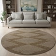 thumbnail image 2 of HomeRoots 679699 8 ft. Brown & Beige Geometric Transitional Washable Round Area Rug with UV Protection, 2 of 9