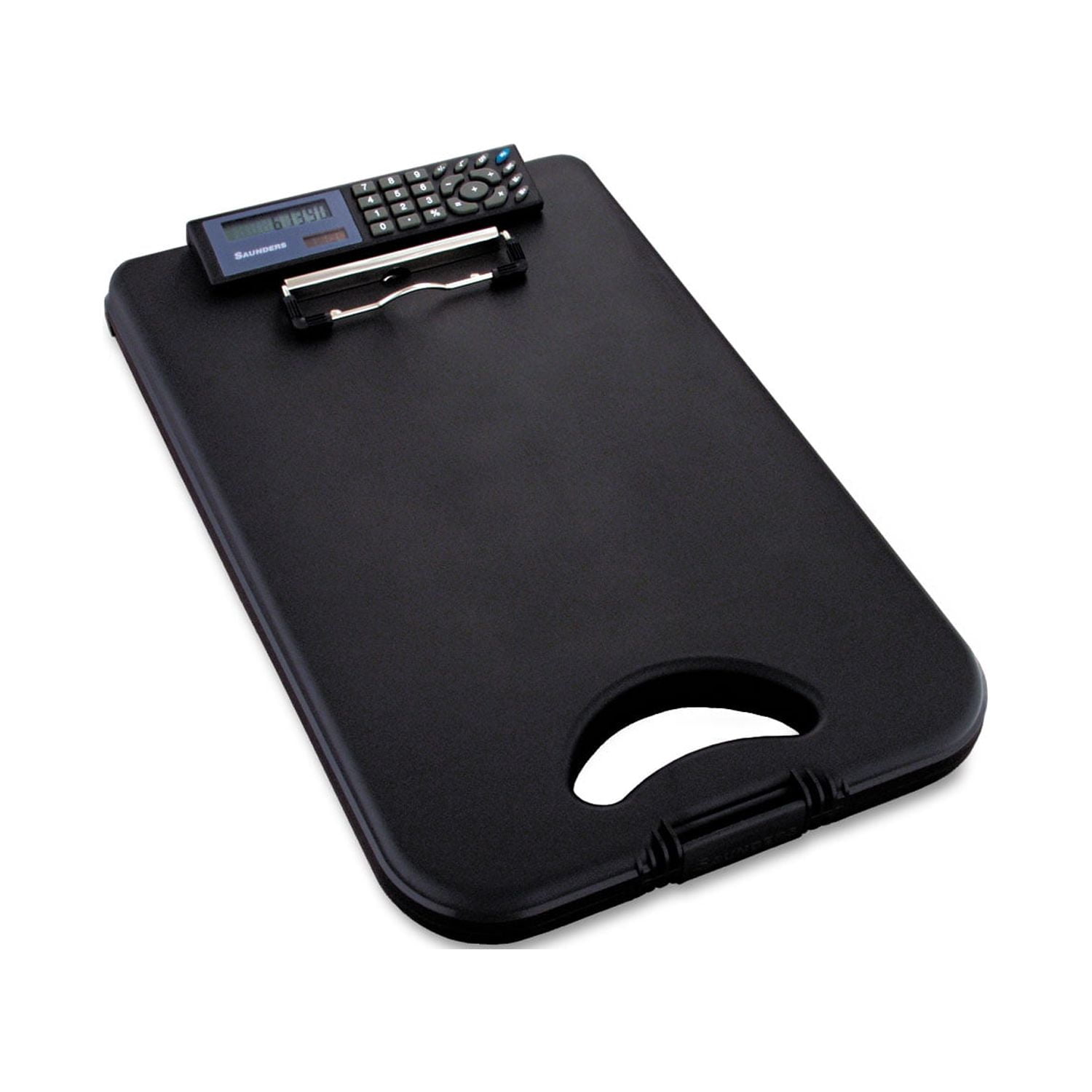 Saunders DeskMate II with Calculator, 0.5" Clip Capacity, Holds 8.5 x 11 Sheets, Black