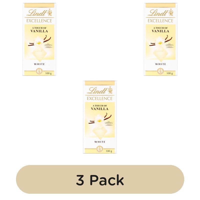 Lindt Excellence Natural Vanilla White Chocolate Bar 100g, British Import (Pack of 3)