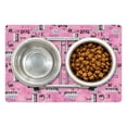 thumbnail image 1 of Pink Pet Mat for Food and Water, Listen to Music Theme Vintage Cassettes Headphones Keyboards Funky Retro Illustration, Non-Slip Rubber Mat for Dogs and Cats, 18" X 12", by Ambesonne, 1 of 1