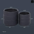thumbnail image 3 of Ceramic Cylindrical Pot with Wide Mouth and Engraved Rectangle Design Body Set of Two Matte Finish Black, 3 of 5