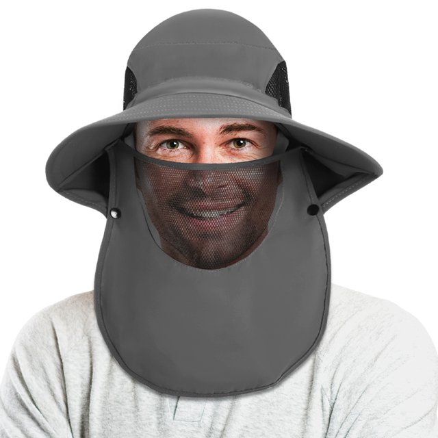 Miangastore Chapeau avec Rabat de Cou Chapeau de Pêche Chapeau d'Ombre Chapeau de Randonnée Chapeau de Soleil avec Ombre pour Visage et Cou pour Hommes