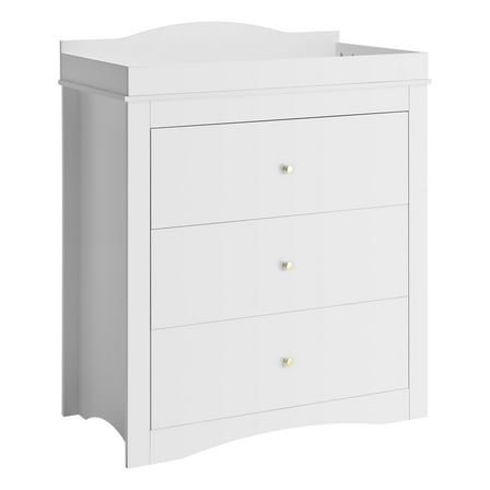KFFKFF Modern Baby Changing Table Dresser with 3 Storage Drawers, Multi-Functional Organizer for Nursery and Children's Room, White
