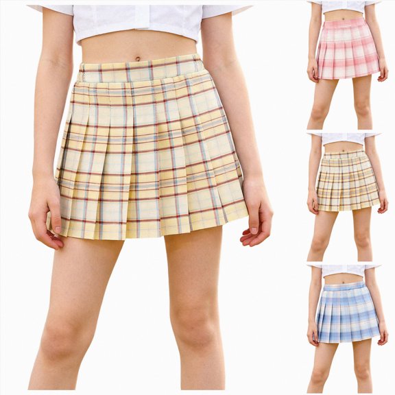 mgoYE Girl Skirts 6-7 Girl School Uniform Skirt with Under Shorts Pull On Elastic Waist Skirt(Sky Blue,5-6 Years)