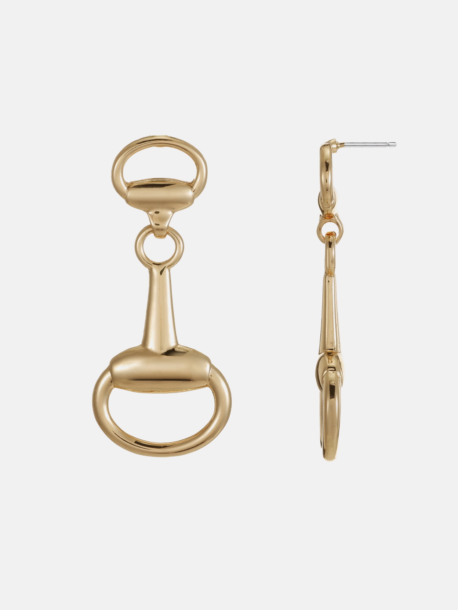 Scenario Horsebit Drop Earrings, Gold-Tone