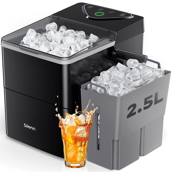 Máquina de hielo Silonn 2,5 L con cesta extensible y control táctil LED