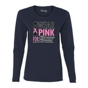 I Wear Pink For Someone Breast Cancer Shirt for Women Long Sleeve Navy 2XL