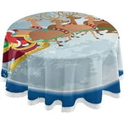 SKYSONIC Christmas Round Tablecloth,Washable Oil Proof Table Cover for Kitchen Holiday Party Wedding Picnic Decoration