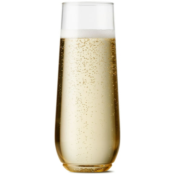 TOSSWARE POP Flûte de 9oz SET de 48 Verres à Champagne en Plastique Recyclables, Incassables et Transparents