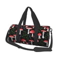 thumbnail image 2 of Xecao Red Mushrooms print Round Travel Duffel Bag is a foldable gym bag with an inner pocket, perfect for travel sports, 2 of 8