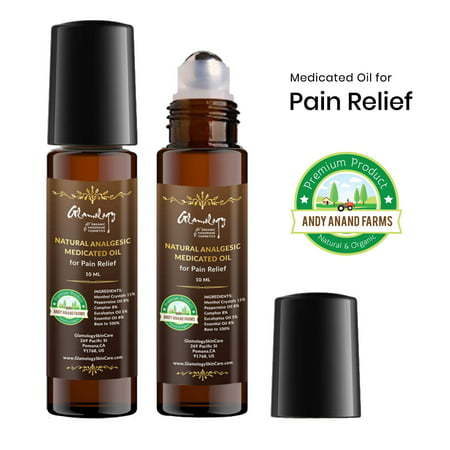 Andy Anand Natural Analgesic Medicated Oil for Pain Relief Muscle Aches, Backache, Arthritis, Bruises, Strains and Sprains, OTC Roll-On Application, 100% Natural (10