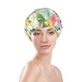 thumbnail image 3 of Balery Tropical Flowers Shower Caps, Double Layer Waterproof Shower Cap, Double Layers Reusable Shower Cap With Soft Comfortable For Long Thick Hair Soft Bath Shower Hair Caps, 3 of 9