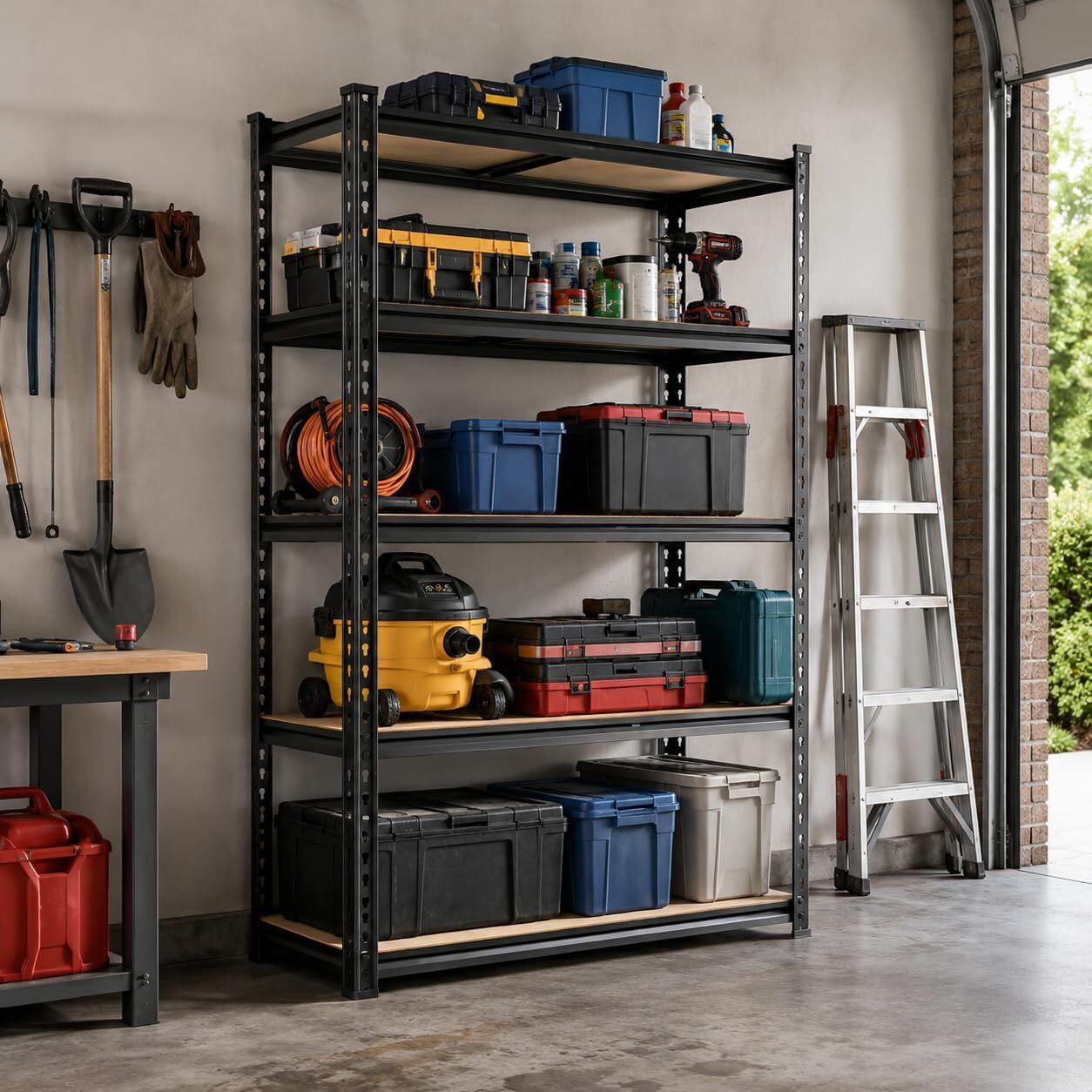 avobird 60" Heavy Duty Storage Shelves, 1800LBS Capacity Metal Shelving Unit, Adjustable Garage Shelves & Organizer with Overlap Design for Home Garage Warehouse Storage Shop