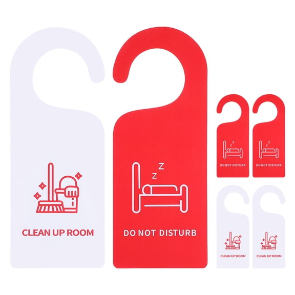 6Pcs Double Sided Clean Up Room Do Not Disturb Door Hanger Sign For Hotel Office Bedroom Door Knob Hanging Sign For Privacy And Quiet Environment