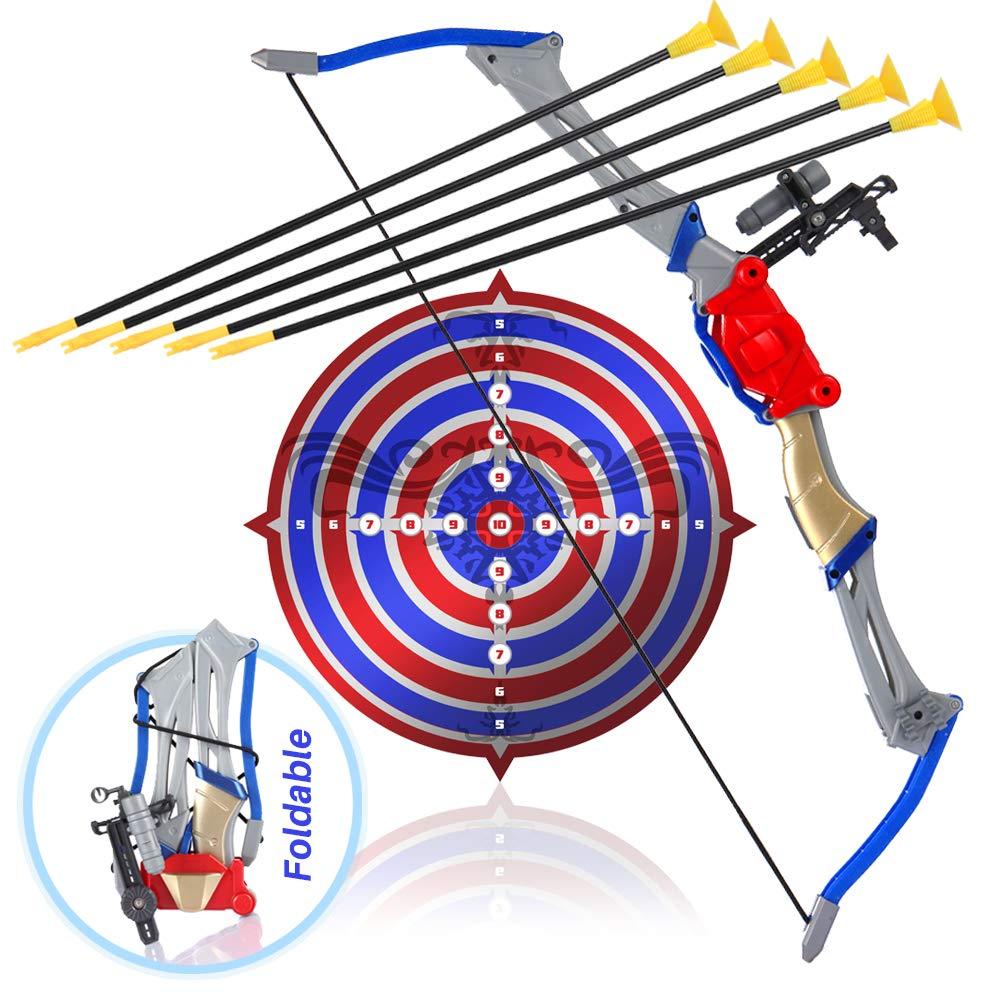 Bow and Arrow Toy Set for Kids, Foldable and Collapsible Archery Complete Pack with Suction Cup