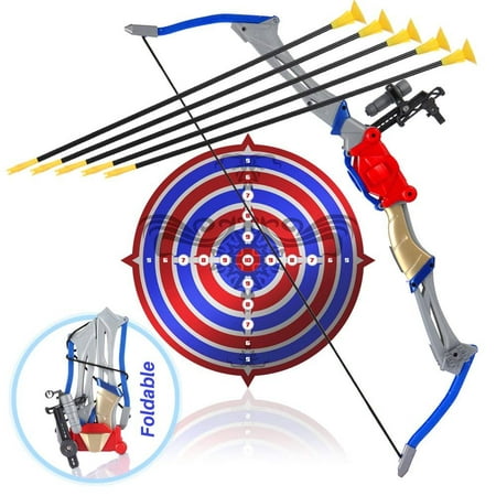 Bow and Arrow Toy Set for Kids, Foldable and Collapsible Archery Complete Pack with Suction Cup Arrows, and Target, Best for Outdoor Sports, Hunting, and Adventure Games, Ideal Gift for (The Best Hunting Games)