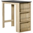 thumbnail image 1 of Natural Wood Bar Table with 3 Shelves – Counter Height Dining Table for Kitchen, Living Room, or Bar Area – 44” Wide, Modern Design, 1 of 7