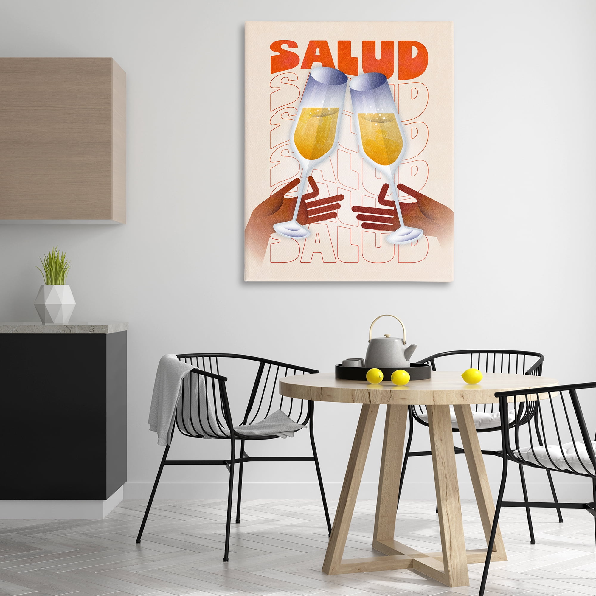 Stupell Industries Salud Cheers Champagne Food & Beverage Painting Wrapped Canvas Art Print Wall Art, 36 x 48