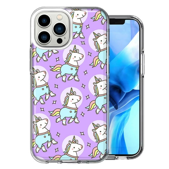 MUNDAZE For Apple iPhone 13 Pro Max Cute Unicorn Purple Design Double Layer Phone Case Cover
