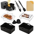 thumbnail image 1 of Air Fryer Accessories,9-Pcs Set for Ninja DZ201, DZ201C, DZ401, Reusable Silicone Air Fryer Liners & Gloves, Air Fryer Rack, Paper Lining, Food Tong, Oil Brush, Suitable for Oven, Microwave, 1 of 8