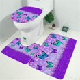 thumbnail image 2 of Purple Butterfly Leopard Pattern Bathroom Rugs Sets 3 Piece,Toilet Cover Set,Absorbent Non Slip Bathroom Mats Sets with U-Shaped Contour Rug Toilet Rug Set, 2 of 5