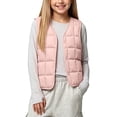 thumbnail image 2 of DJDLJWCJ Teen Girls Sleeveless Puffer Jacket Lightweight Winter Warm Vest Coat Solid Color Button Outwear Jacket Pink Size 1T, 2 of 7