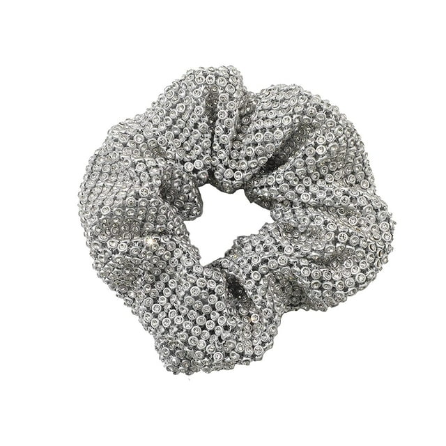 Chouchous Élastiques Élégants en Strass Supports de Queue de Cheval en Strass Accessoires pour Cheveux Bande pour Cheveux pour Femmes et Filles (Argent)