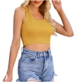 thumbnail image 2 of Tank Tops for Women Sleeveless Round Neck Solid Vest Summer Casual Regular Tops Yellow M, 2 of 4