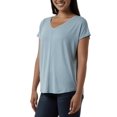 thumbnail image 2 of 32 Degrees Cool Women's Soft Luxe Short Sleeve V-Neck Top (US, Alpha, Medium, Regular, Regular, Tourmaline (Blue)), 2 of 3