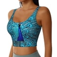 thumbnail image 2 of Balery Beautiful Blue Peacock Sujetadores deportivos con espalda cruzada para mujer, acolchados, sin costuras, de alto impacto, ideales para yoga, gimnasio, entrenamiento y fitness.-XX-Large, 2 of 8