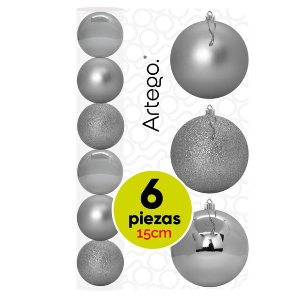 Esferas Navideñas Grandes Gigantes 15cm Set Paquete 6 piezas decoración navidad acabados mate, brillante y cromada Inastillables Christmas balls ornaments