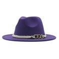 thumbnail image 3 of Dailypoc Hot Sale Women’s Wide Floppy Panama Hat - Wool Fedora with Belt Buckle, Classic Design for Daily Wear & Events, Warm & Stylish, Perfect for Cold Seasons,Purple,One Size, 3 of 3
