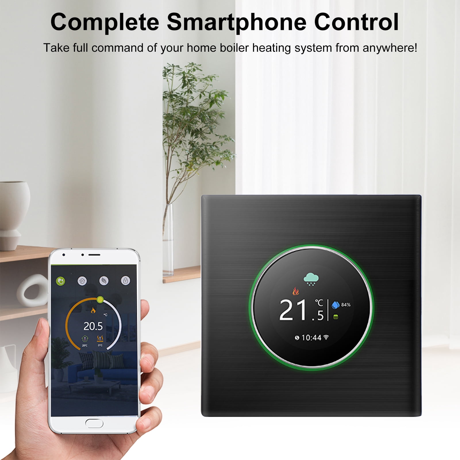 BIMZUC Smart WiFi Thermostat Electric Floor Heating Controller 16A Digital Temp Control ±1°C Accuracy Color LCD 95-240V (3.4 inches / 8.6 cm) Black