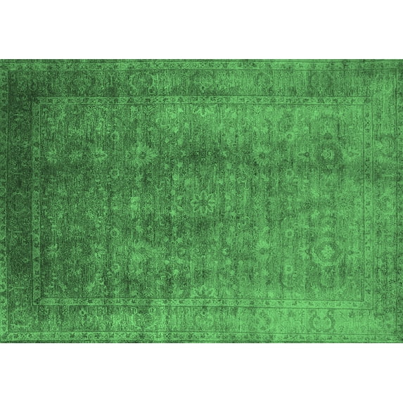 Ahgly Company Indoor Rectangle Oriental Emerald Green Industrial Area Rugs, 8' x 12'