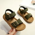 thumbnail image 6 of SERTG Boys Summer Beach Sandals Vintage Hook and Loop Shoes Soft Sole Casual Footwear for Outdoor Play and Daily Use Comfortable Walking Shoes for Kids(Army Green,10-10.5 Years), 6 of 7
