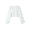 thumbnail image 2 of Top corto informal liso para mujer, blusa holgada de manga larga con cuello en V y una hilera de botones, novedad de primavera y verano 2024, 2 of 5
