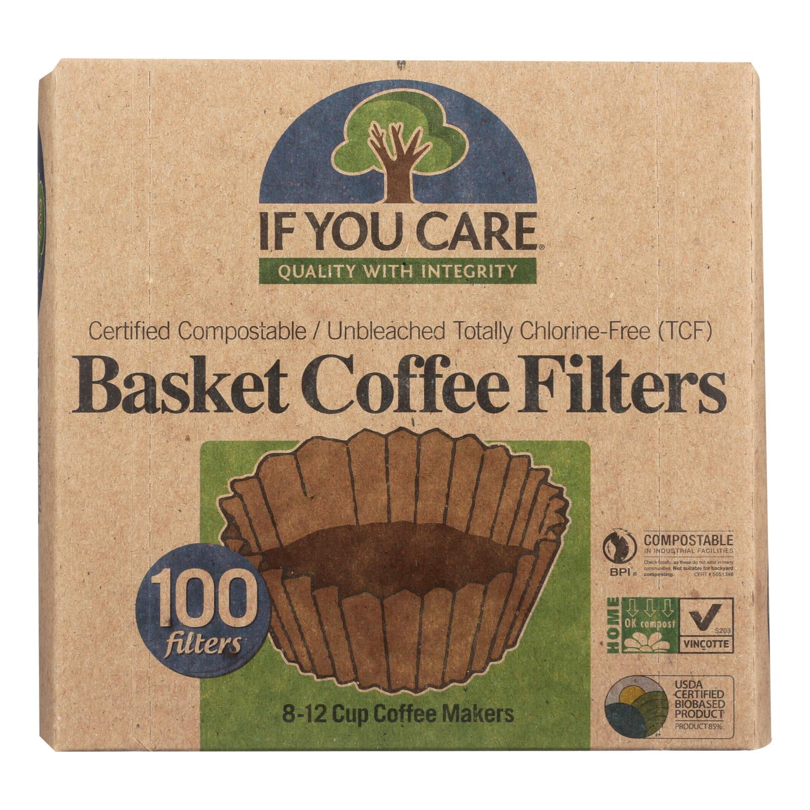If You Care Basket Coffee Filters Unbleached Chlorine Free 100 Filters Pack of 2