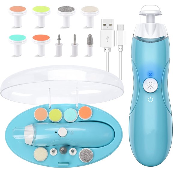Baby Nail Filer and Baby Nail Clippers with Light Set, Electric Infant Nail Trimmer Kit for Newborn