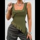 thumbnail image 5 of Top Corto Y2K para Mujer, para Salir, de Verano, Sin Mangas, Asimétrico, de , Ajustado, para Fiesta. Verde XL, 5 of 7