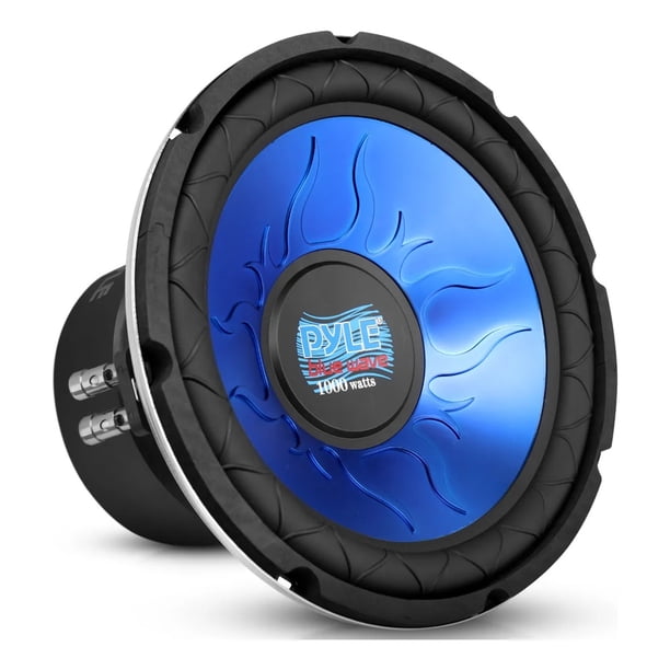 Subwoofer de 10" para Coche Pyle, Bocina de 1000 Watts de Potencia, Cono de Polipropileno Azul, Doble Bobina de Voz (DVC), Sistema de Sonido Estéreo para Auto, Serie Blue Wave
