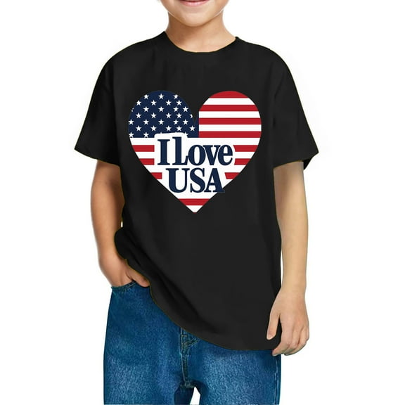 FamilyThread American Flag Shirt for Kids Boys Girls th of July Outfit Independence Day T-Shirt Toddler Patriotic Tee Top