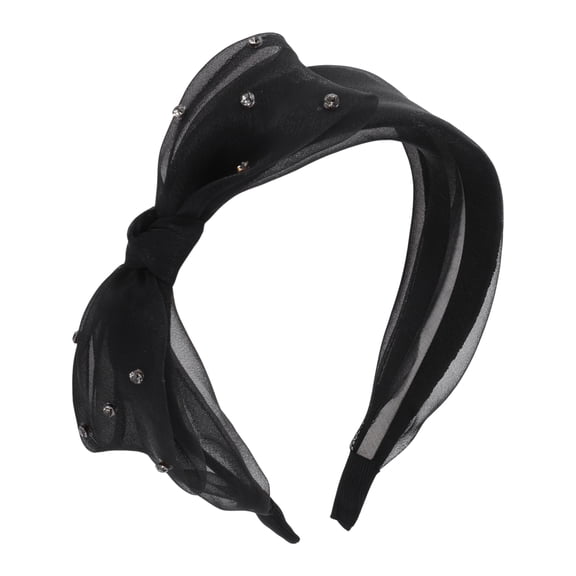 Unique Bargains 1 Pc Mesh Bow Headbands for Women Black